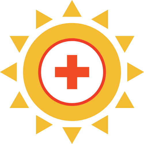 Sun and medical symbol graphic