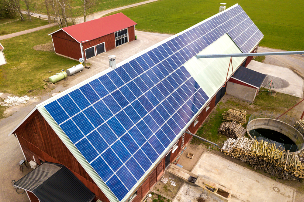 solar panels on barn