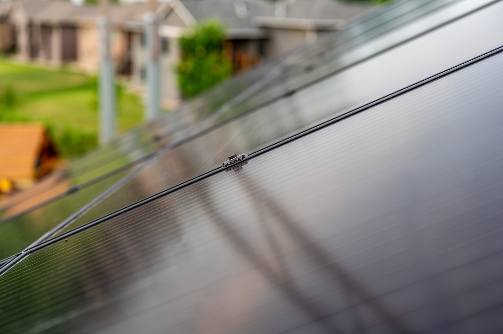 Closeup view of solar panels