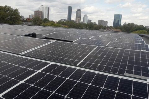 Solar panel on a open space