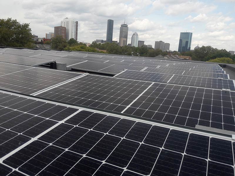 Solar panel on a open space