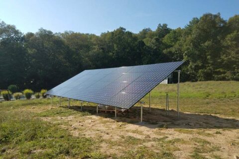 Solar panel on a open space