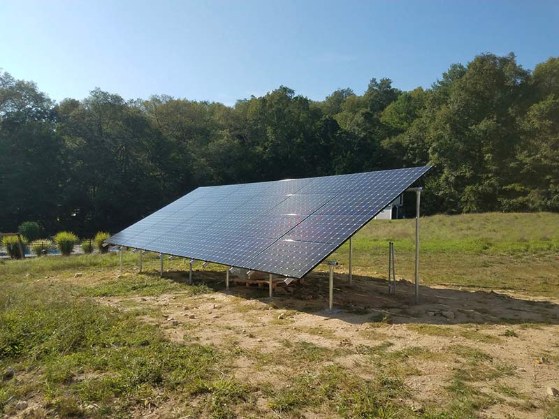 Solar panel on a open space