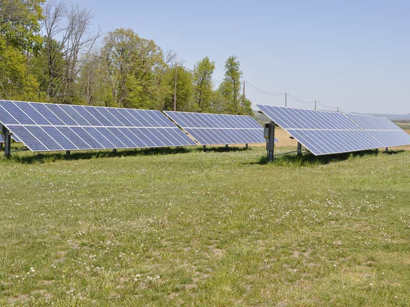 Solar panels in open space