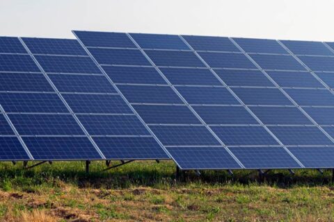 Solar panel on a open space