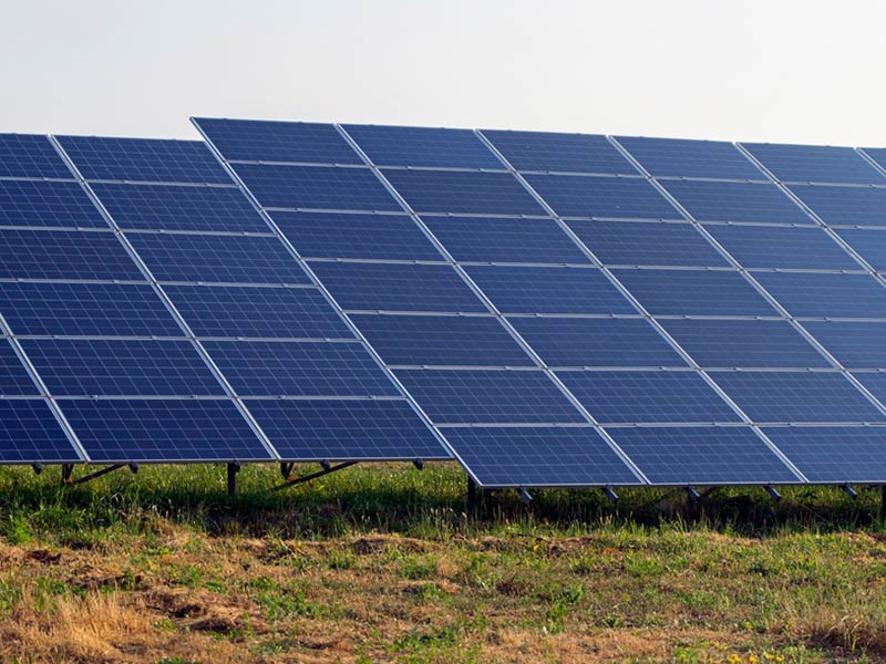 Solar panel on a open space