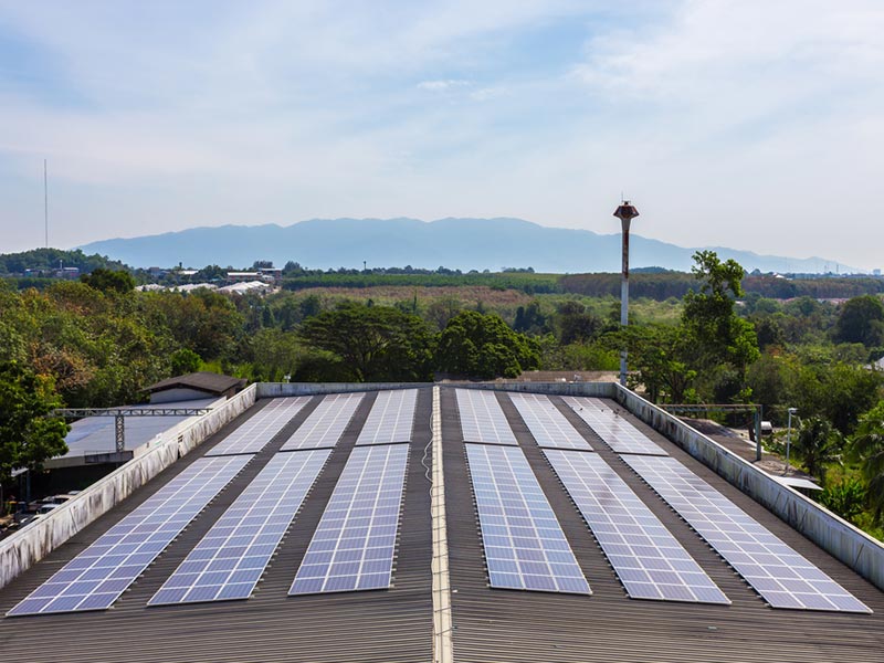 Solar Panel on the top of a factory